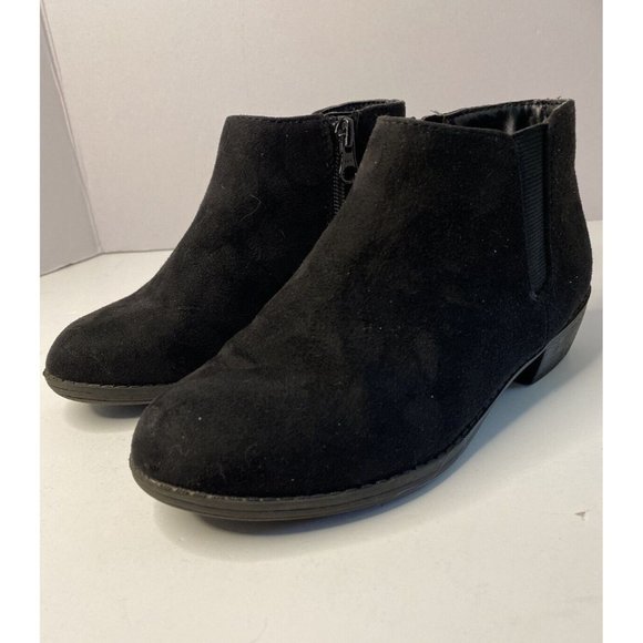 Cat & Jack Black Faux Suede Booties Zip Up Ankle Boots Girls Size 13 Target - Picture 12 of 12